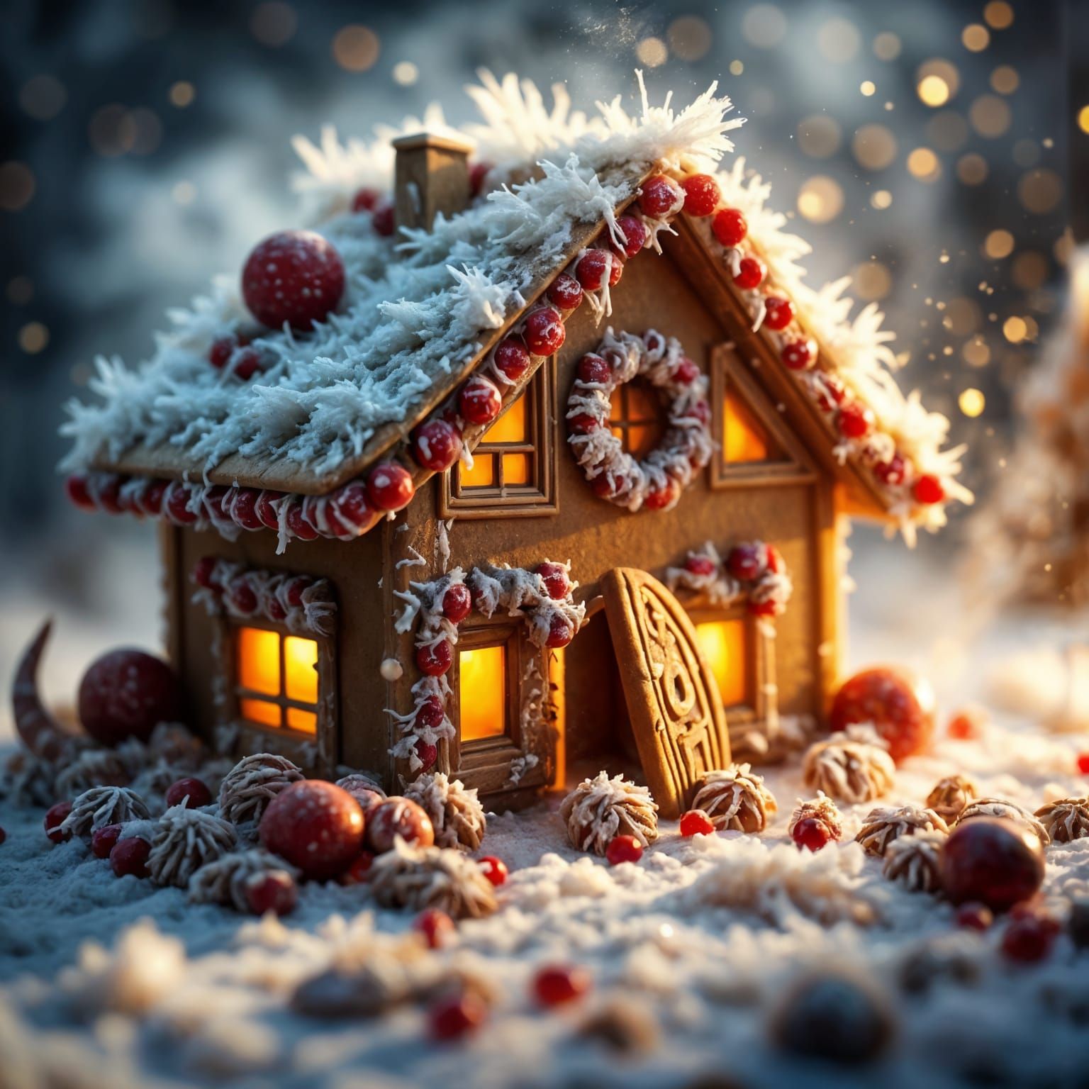 Vibrant Gingerbread House in Hyper Realistic Cinematic Style