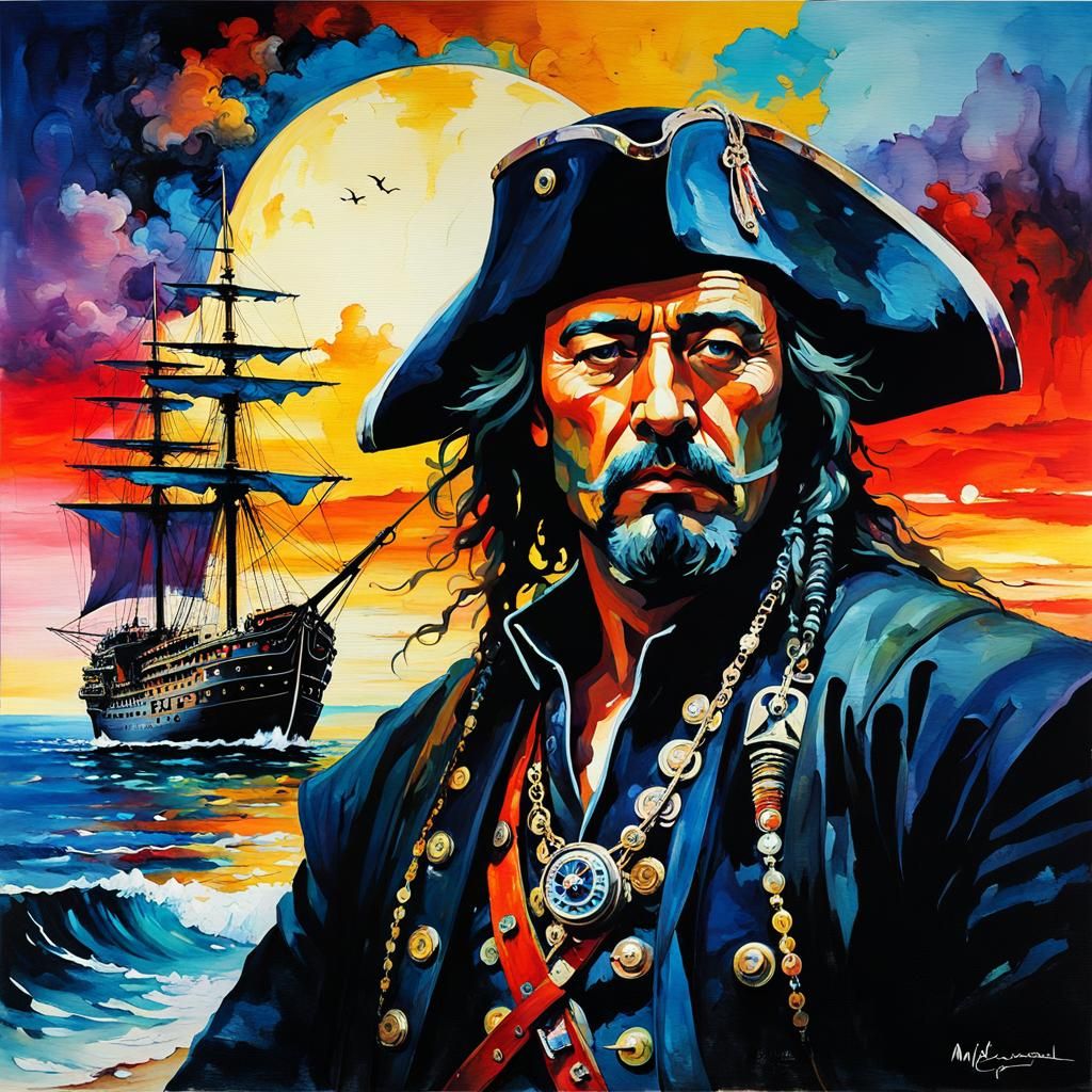 Haunted Buccaneer on Ziggurat in Alcohol Ink