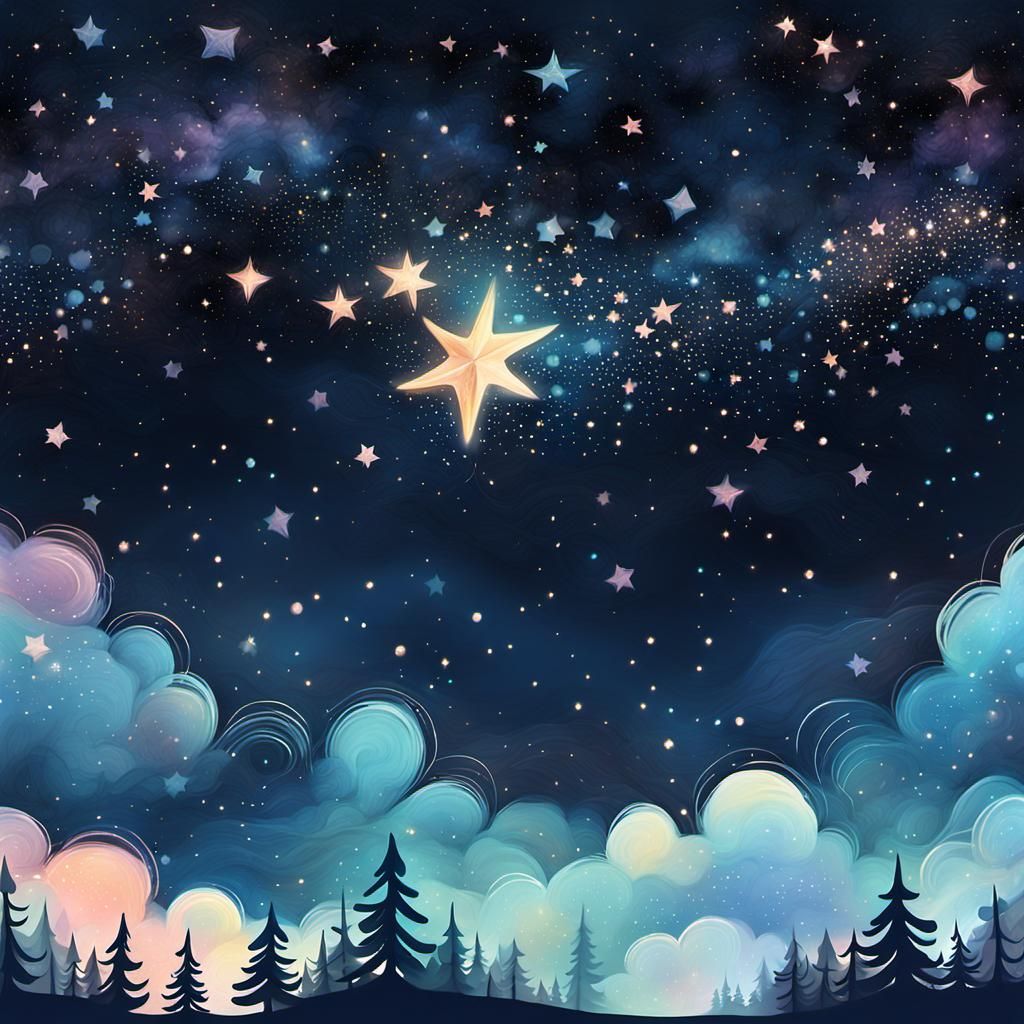 Dreamy Starry Night Sky in Stylized 3D Illustration