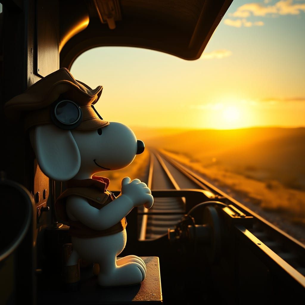 Snoopy Steams Ahead as Vintage Locomotive Engineer