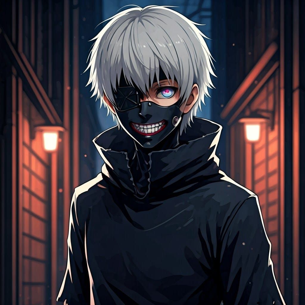 Ken Kaneki in Dim Alleyway: Gothic Manga Illustration