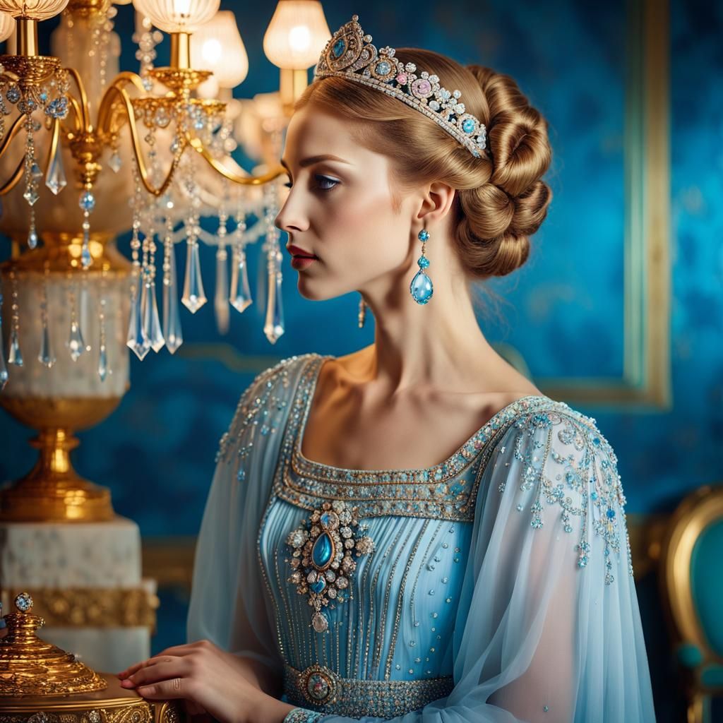 Romantic Portrait of a Russian Princess in Art Nouveau Style