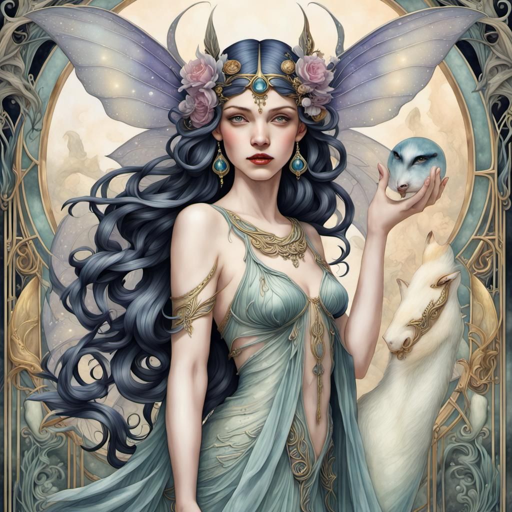 Art Deco Fairy with Art Nouveau Elements