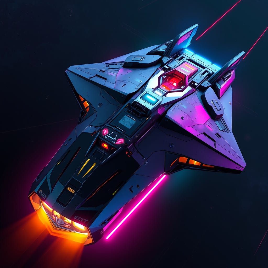 Futuristic Spaceship in Cyberpunk Style