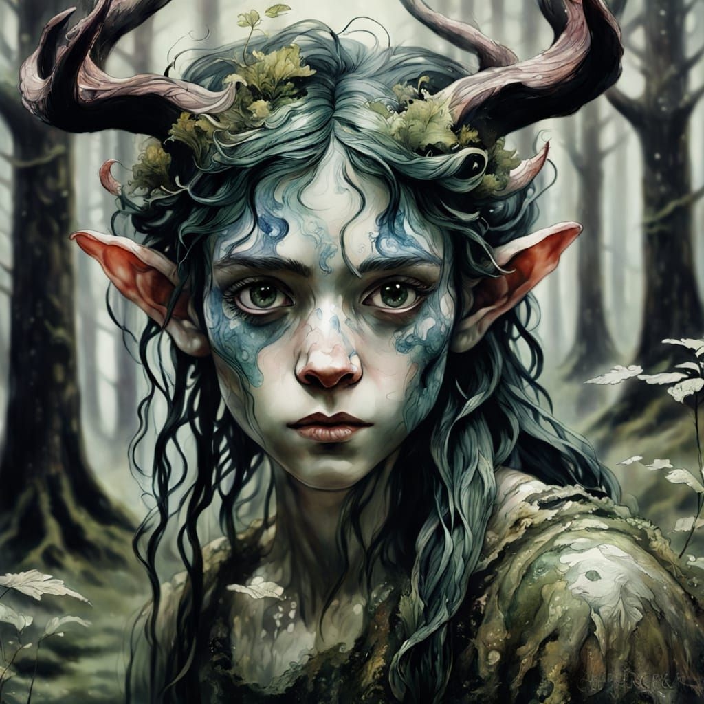 Eldritch Faun in Ominous Forest