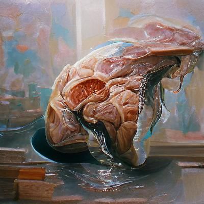 Brain Anatomy: Oil Painting in James Gurney Style