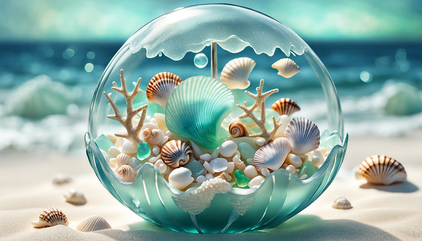 Whimsical Sea Glass Carousel Fantasy Art