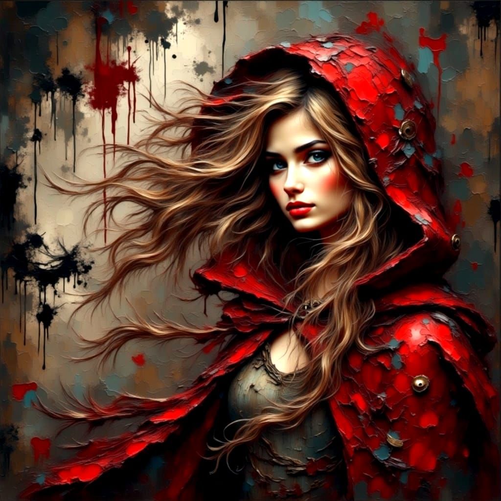Red Riding Hood Portrait in Impasto Style