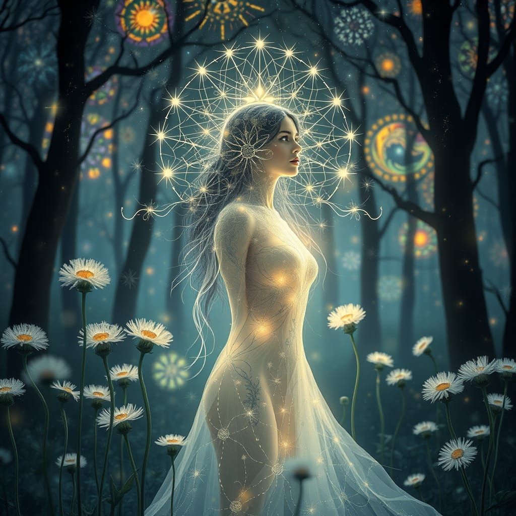 Ethereal Transhumanist Woman in Surrealist Klimt Style