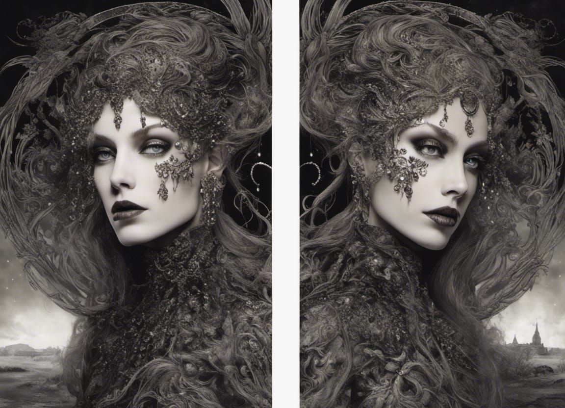 Stunning Witch and Hag Reflection in Eerie Moonlight