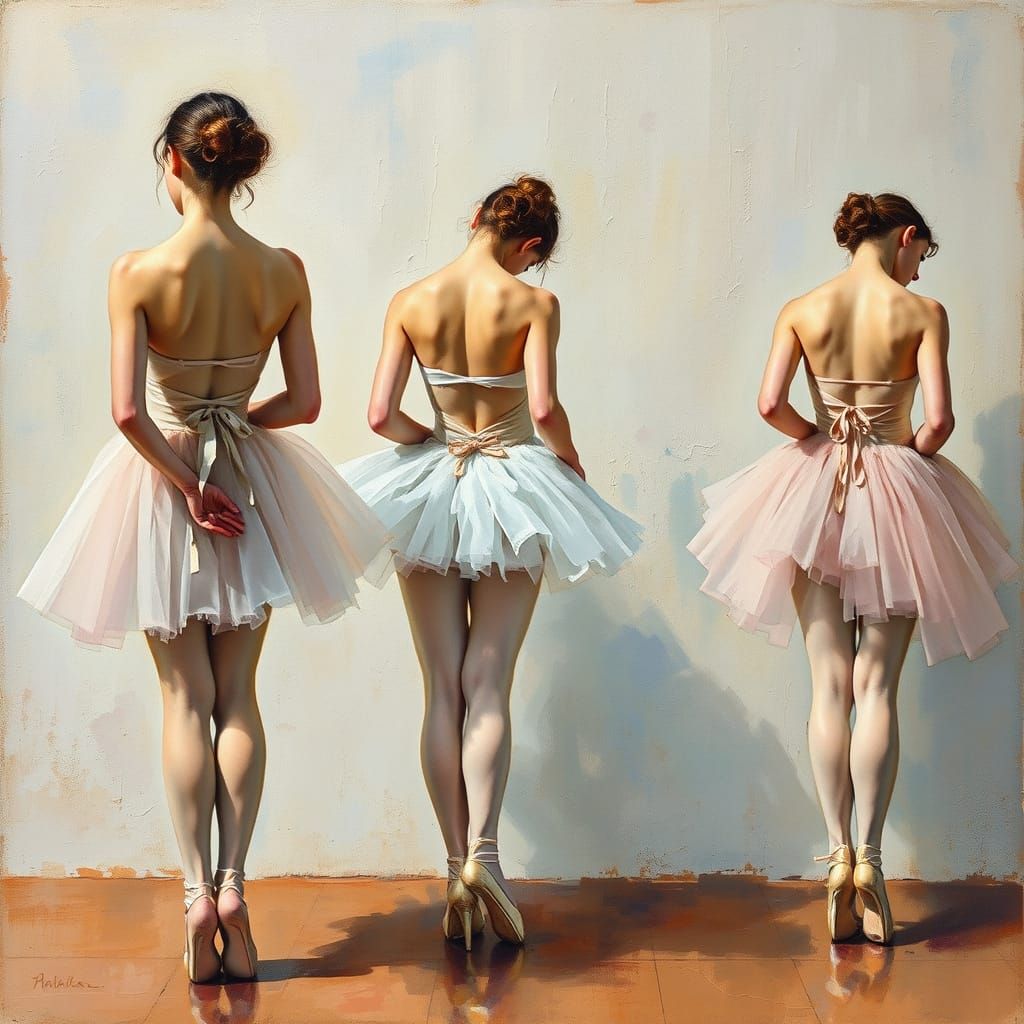 Vintage Ballerinas Backstage in Pastel Style