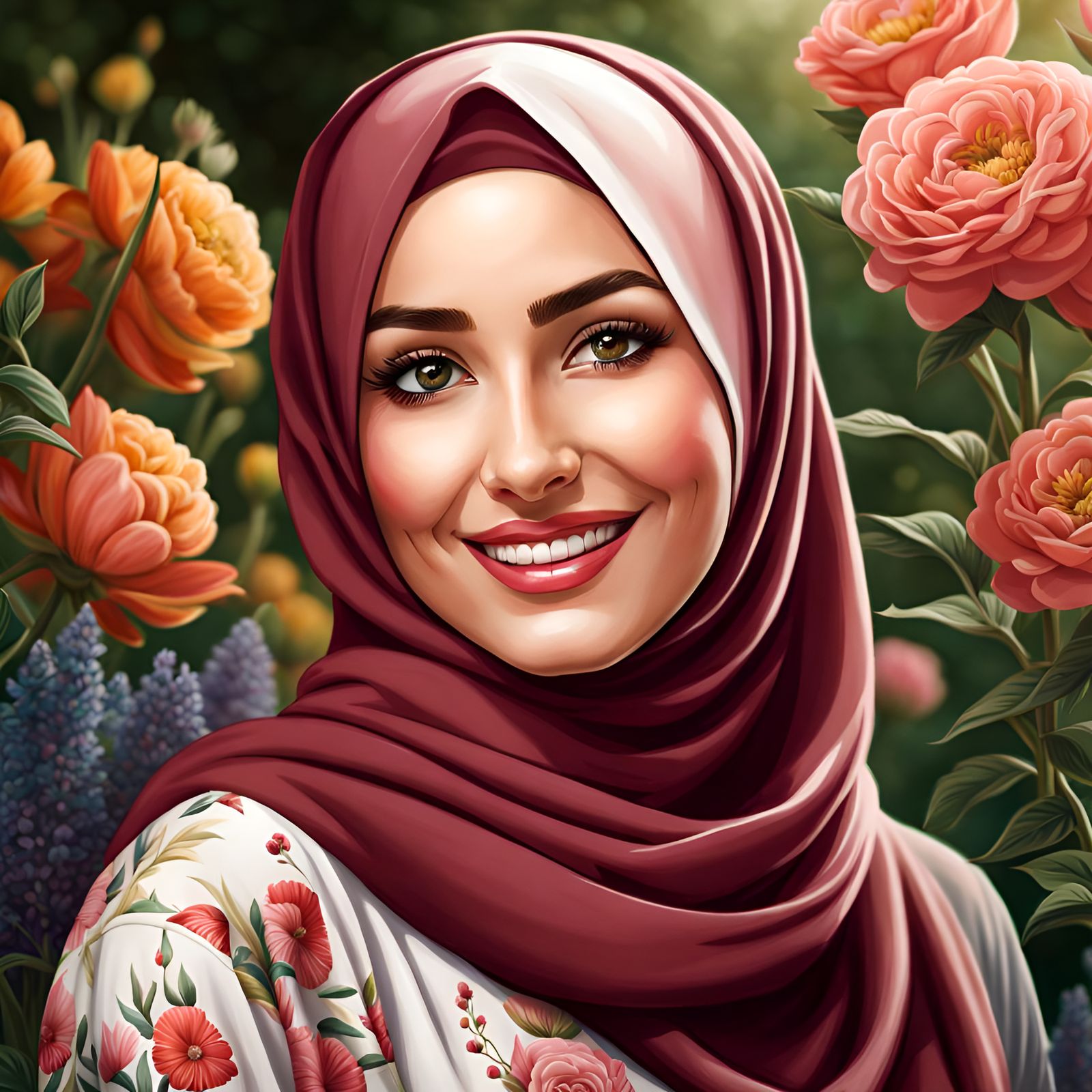 Elegant Turkish Woman in a Lush Garden