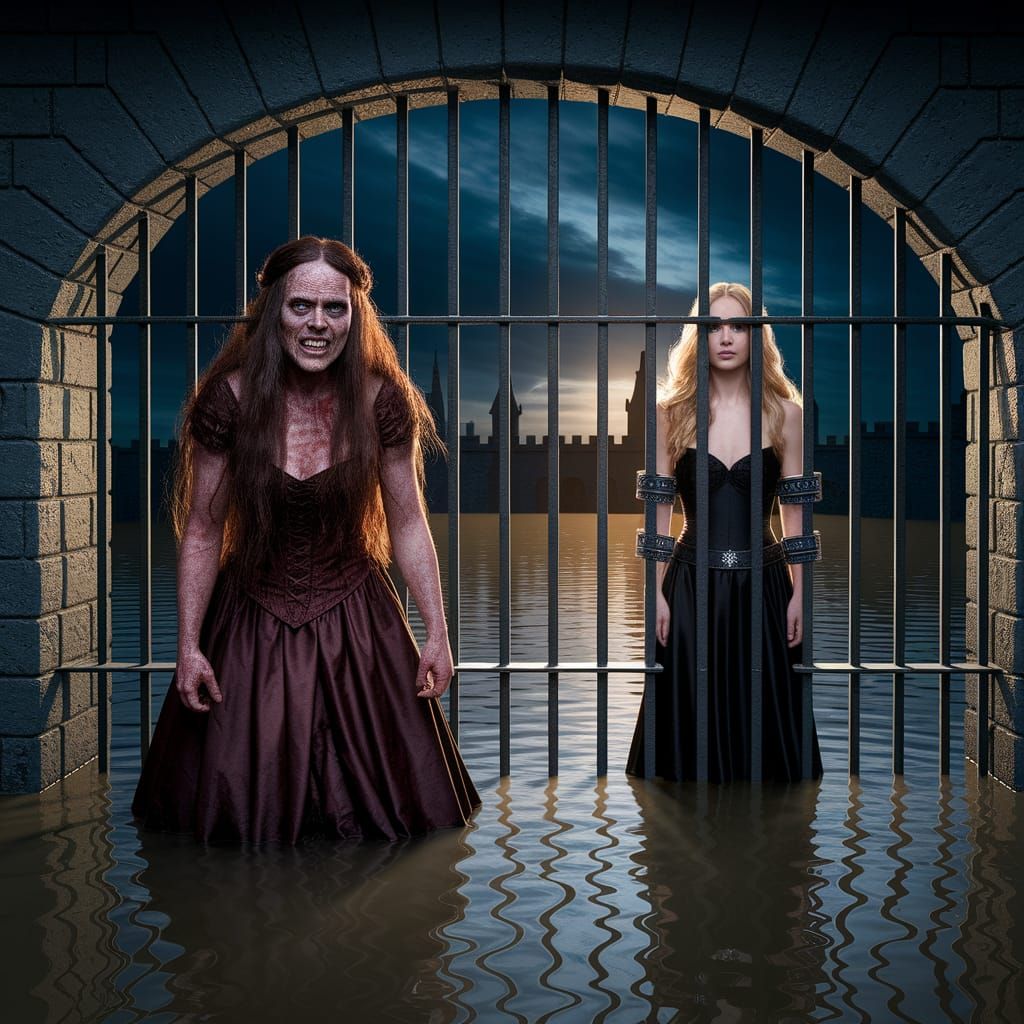 Grotesque Princess in Flooded Dungeon