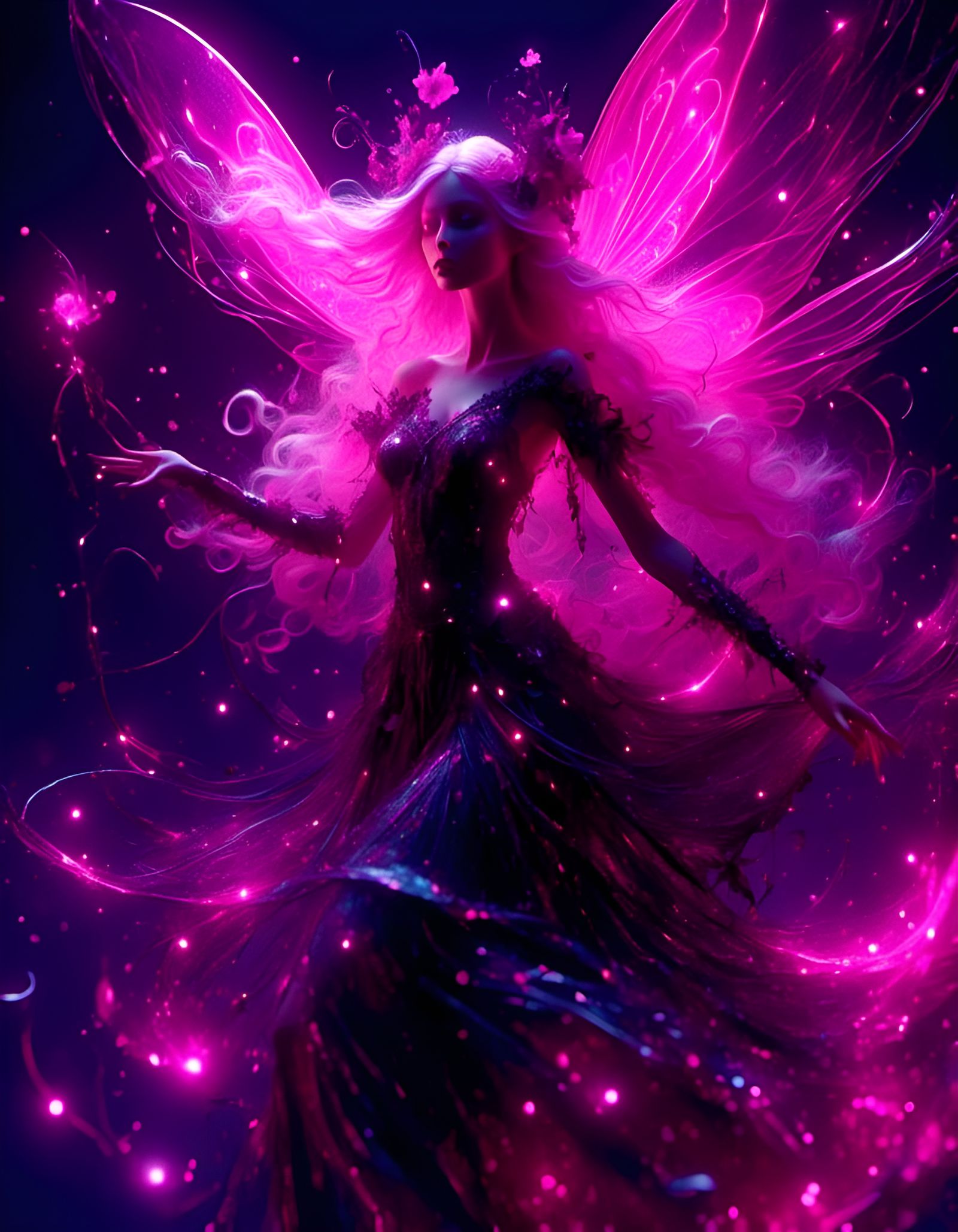 Bioluminescent Fairies Dancing in Moonlight