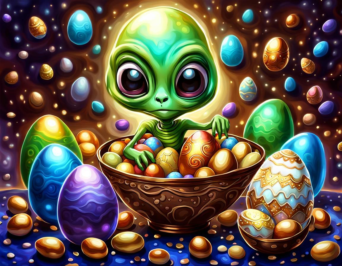 Ethereal Easter Fantasy with Alien Xenomorphe