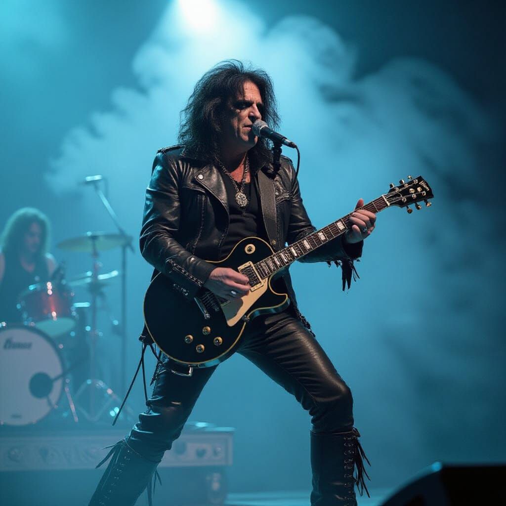 Alice Cooper on Stage in Gothic Horror Style