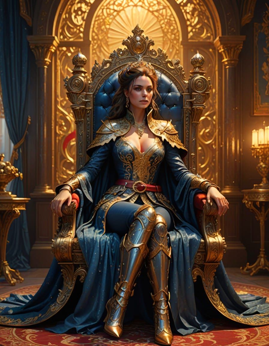 Regal Fantasy Watercolor Princess on Throne