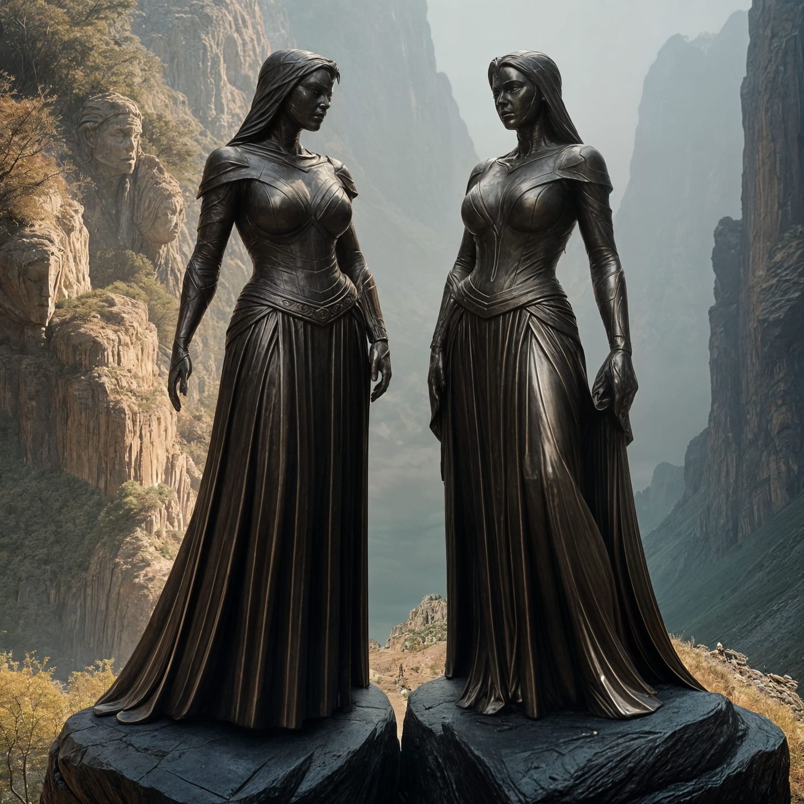 Ominous Sphinx Statues Guard Valley Pathway