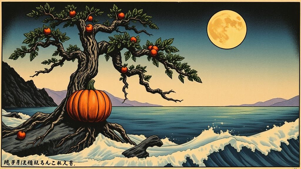 Xenomorph and Cherry Tree on Pumpkin Island Postcard