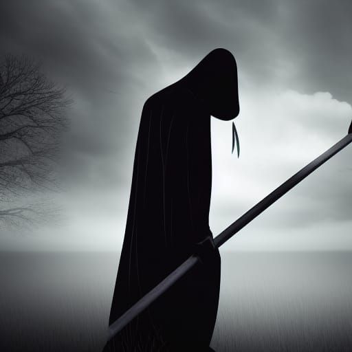 Grim Reaper Silhouette in Dead Forest