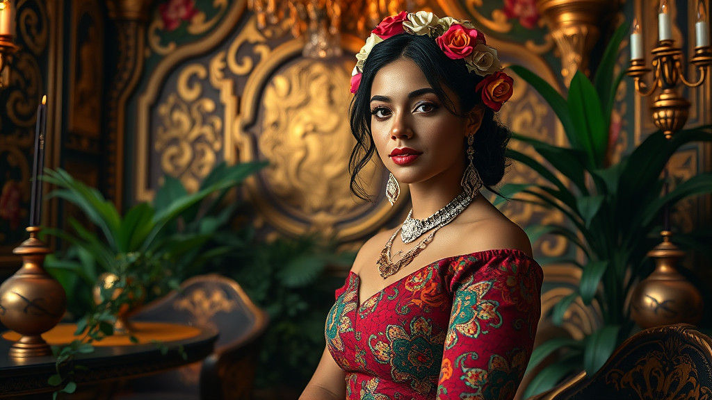 Vibrant Latina in Ornate Latin Setting