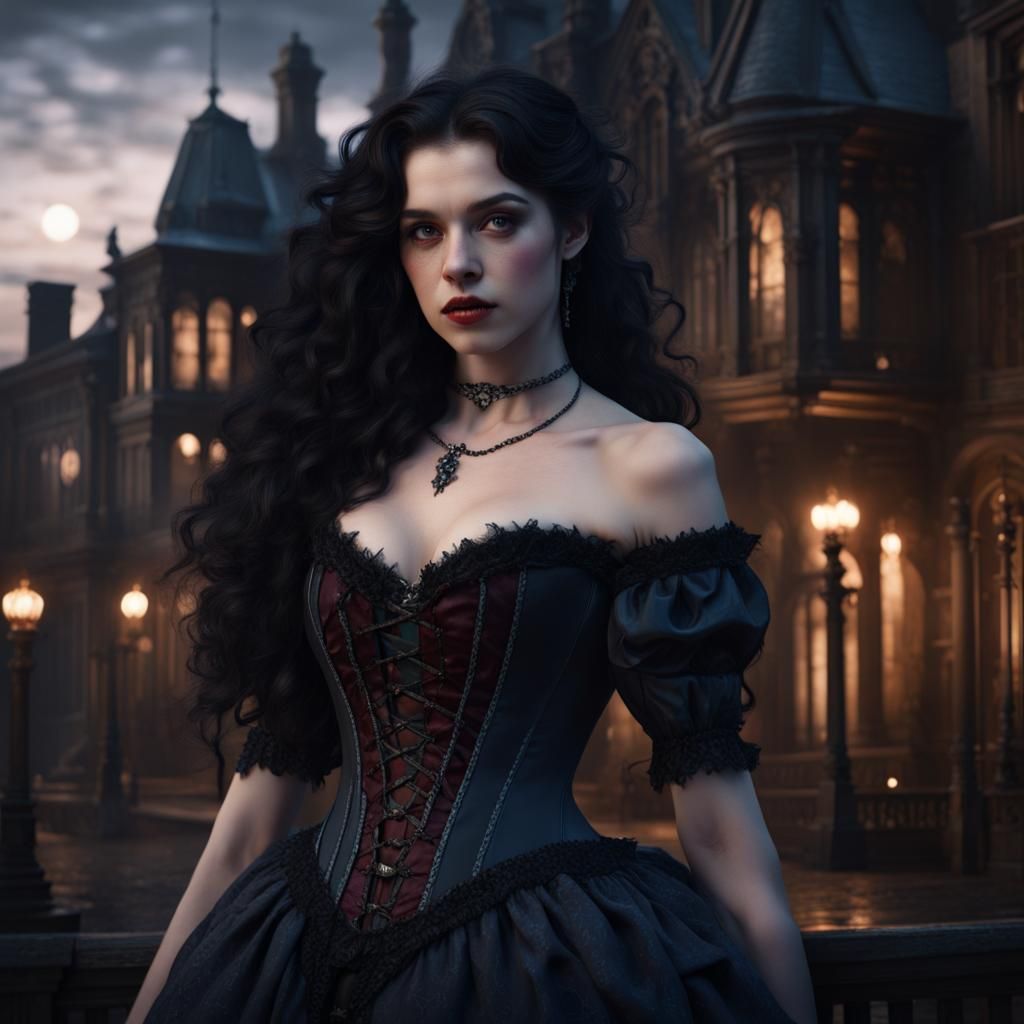 Victorian Vampire Portrait in a Detailed Matte Painting