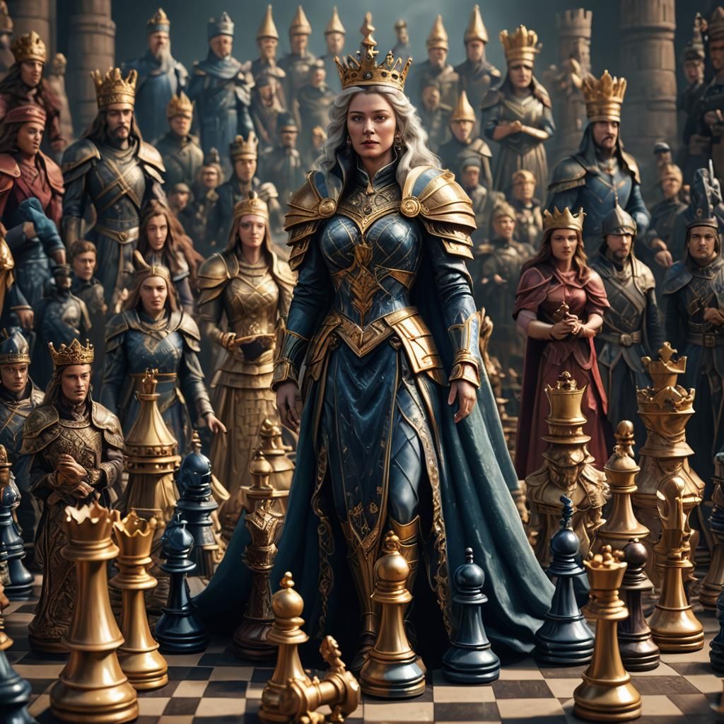 Majestic queen standing next to her majestic king behind an ...