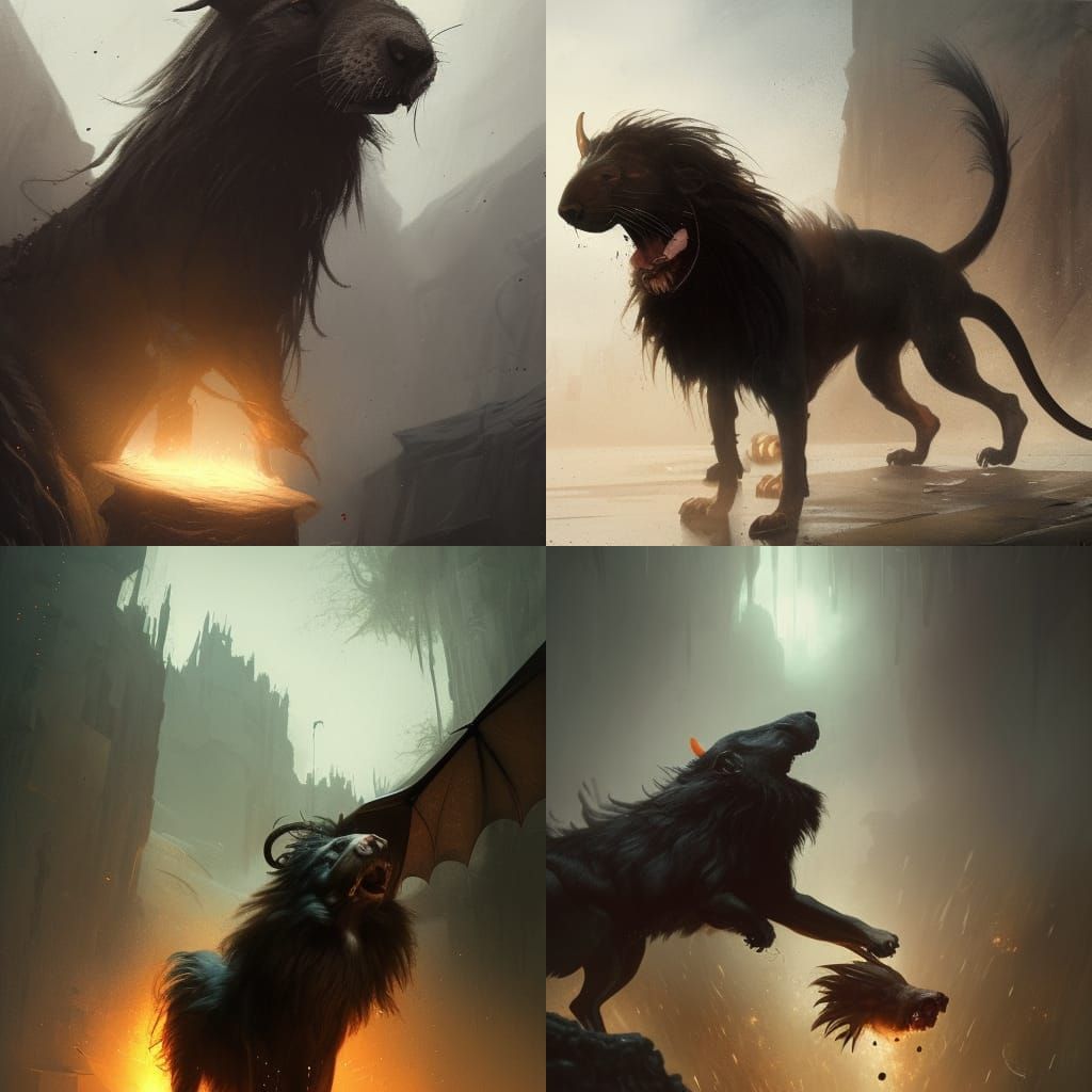 Hybrid Chimera Creature in Dark Fantasy Style