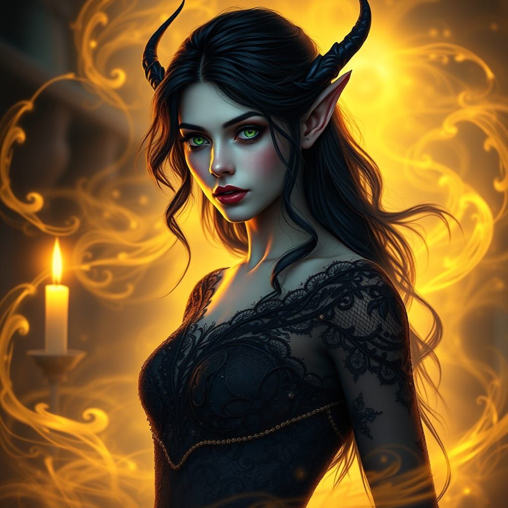 Seductive Elven Siren in Dark Fantasy Aura