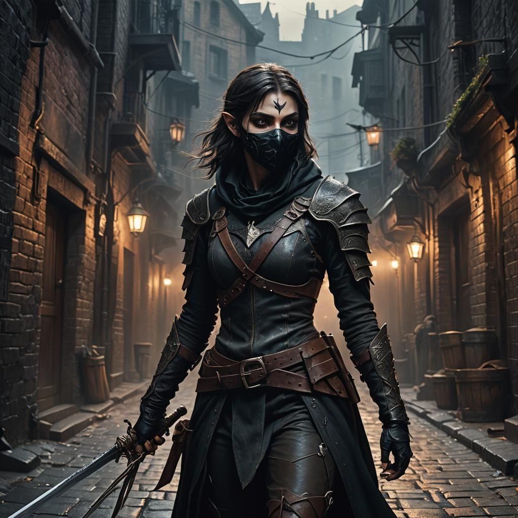 Half-Elf Rogue in Dark Fantasy Matte Painting