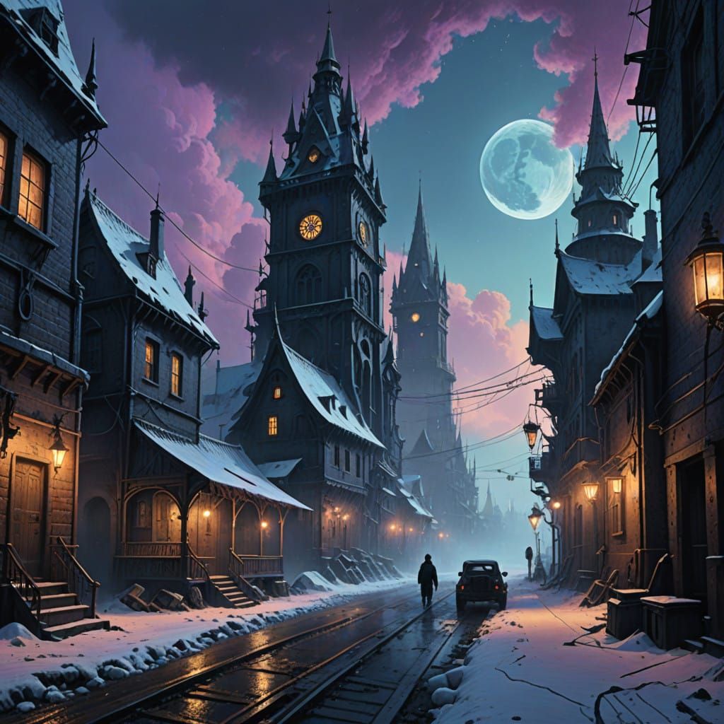 Ethereal Frostpunk Metropolis Unveiled in Golden Light