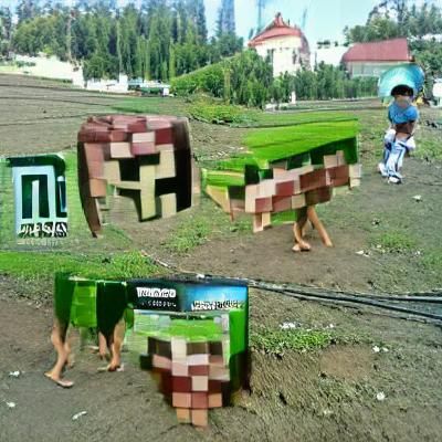 Minecraft Landscape: A Blocky Pixelated World