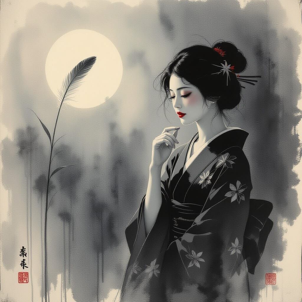 Minimalist Japanese Ink Splash Awakens Senses