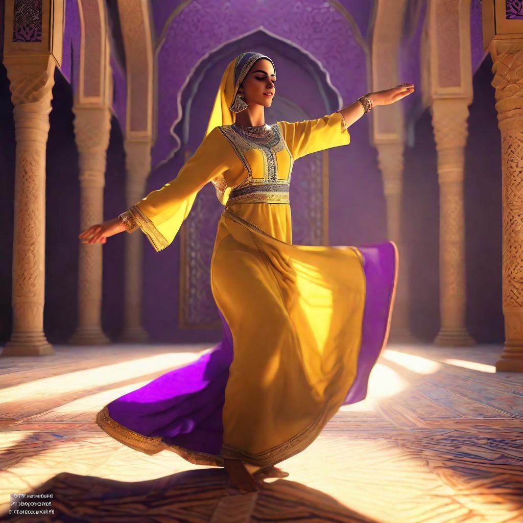 a beautiful Arab woman dancing an Arab dance  trending on Artstation Unreal Engine 3D shading shadow depth8k resolution ...