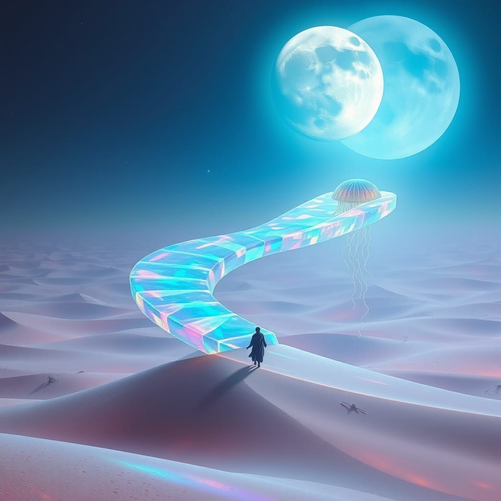 Ethereal Bridge of Liquid Light Spans Shimmering Desert of S...