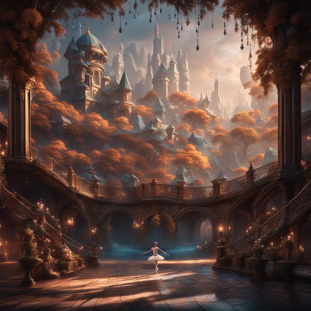 Fantastical Ballet in Detailed Matte Painting Style