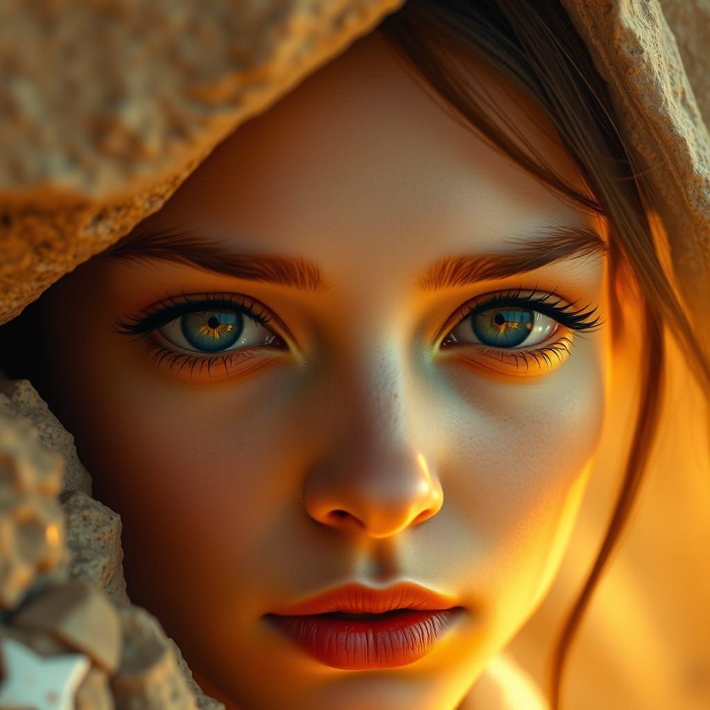 Warm Amaretto Eyes in Dramatic Digital Portrait