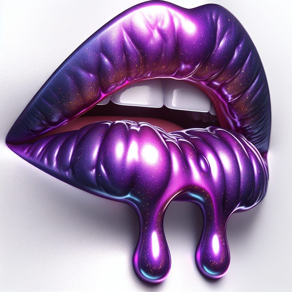 Melting Royal Purple Lipstick: A 3D Illustration