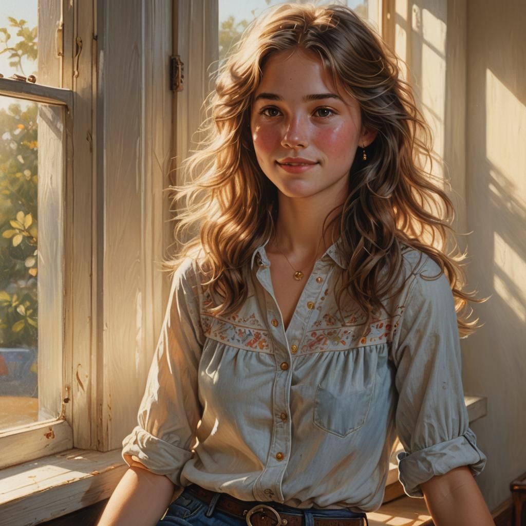 Hyperrealistic 70s Portrait with Natural Beauty