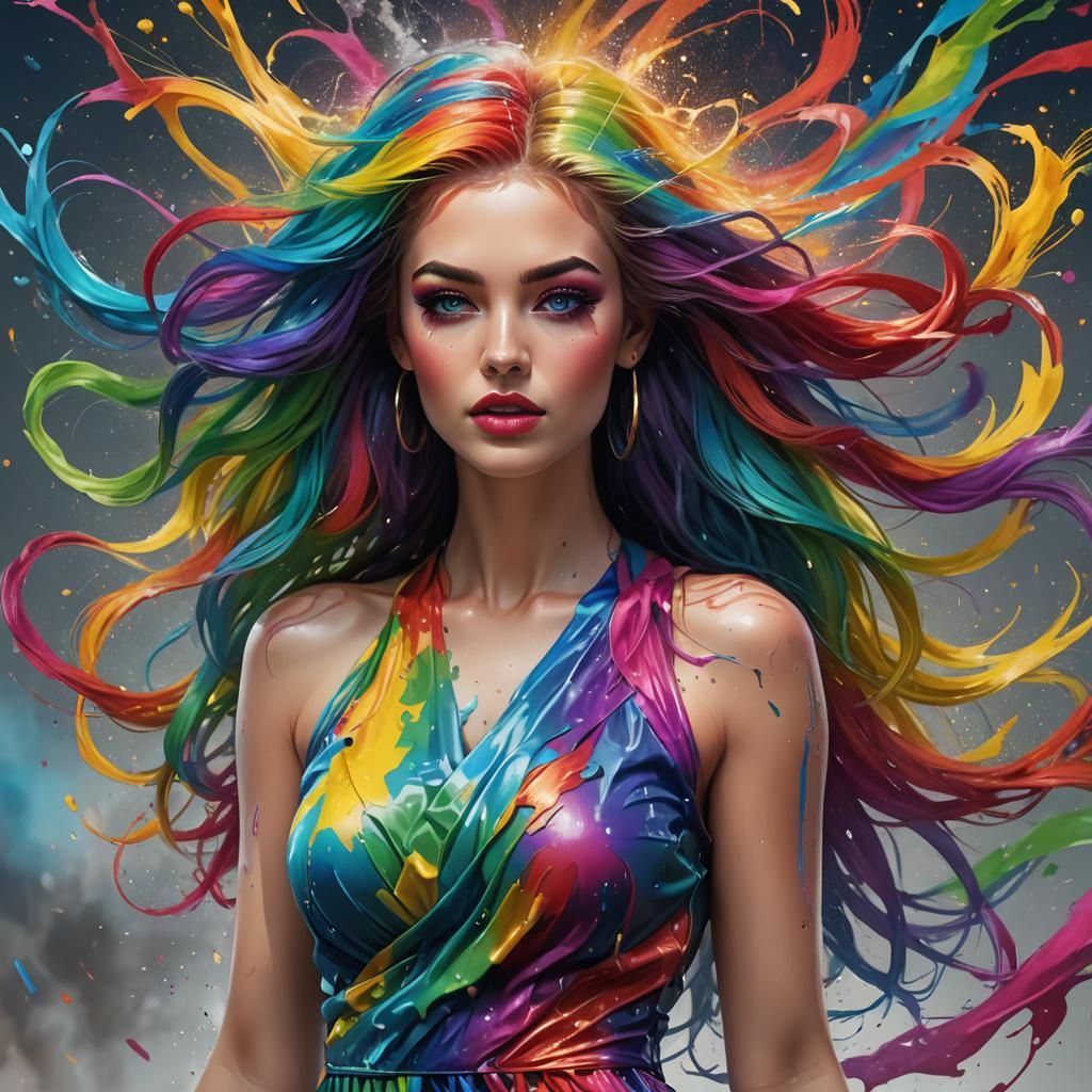 Colorful Goddess with Flowing Hair in Unreal Engine