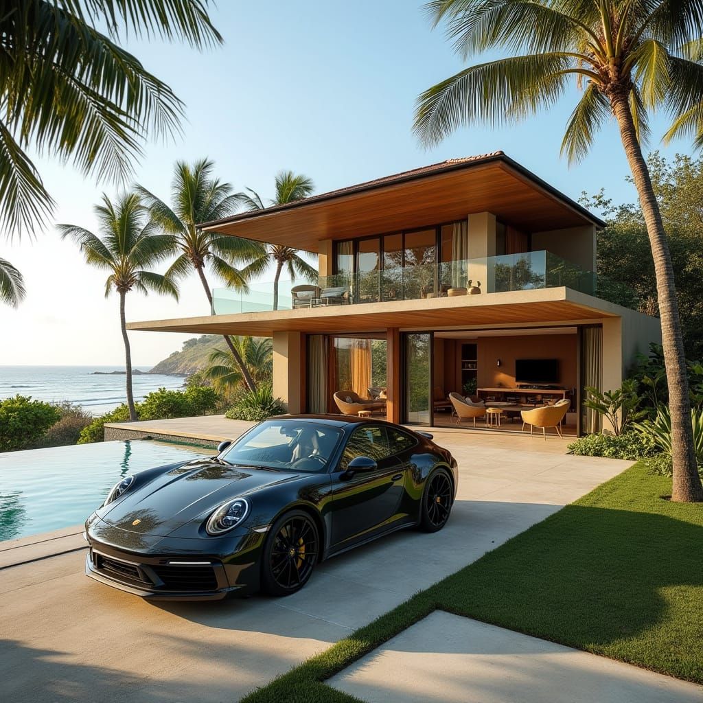 Beachfront Bali-Style House with Pool and Porsche