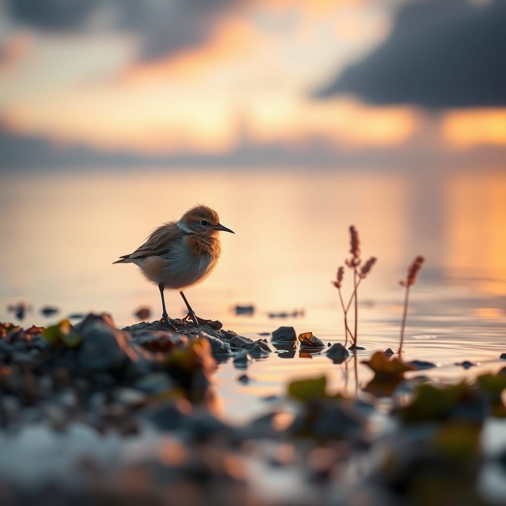Fluffy Stint Chick at Sunset Bay