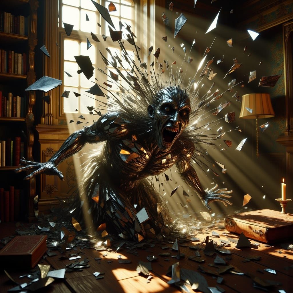 Shattered Man in Voodoo Cabin, Dark Fantasy Art