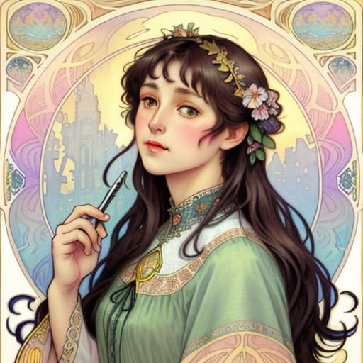 Kitten Portrait in Whimsical Watercolor Style