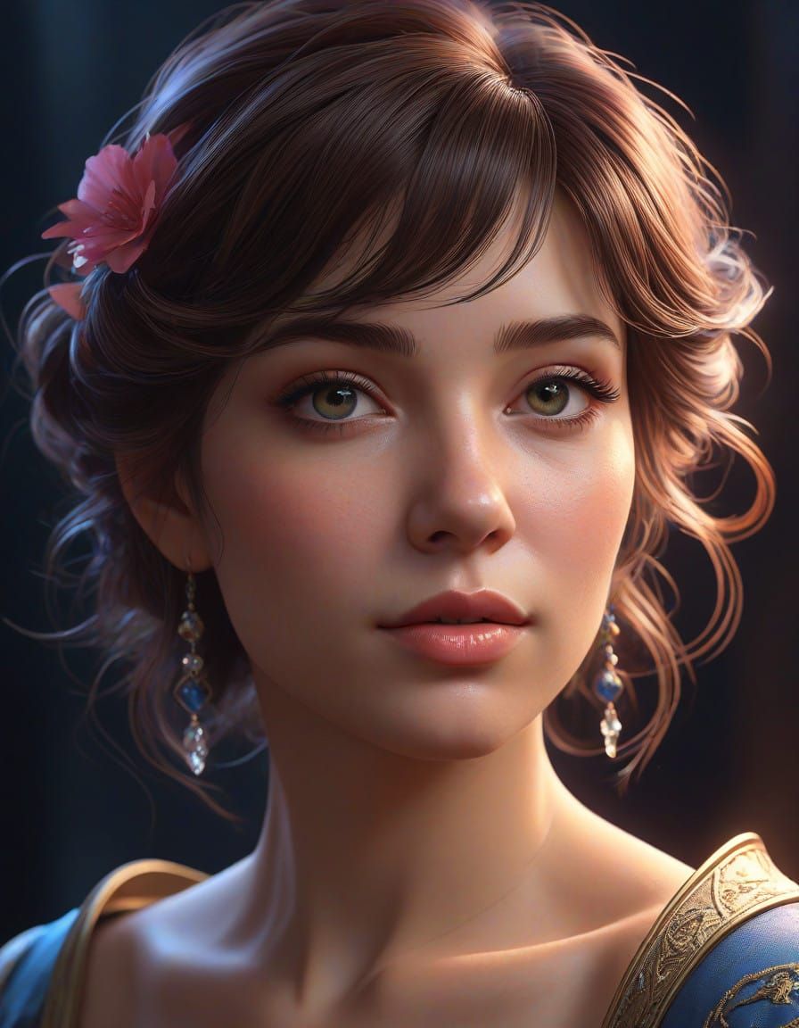 Ethereal Nighttime Portrait in Vibrant Triadic Colors