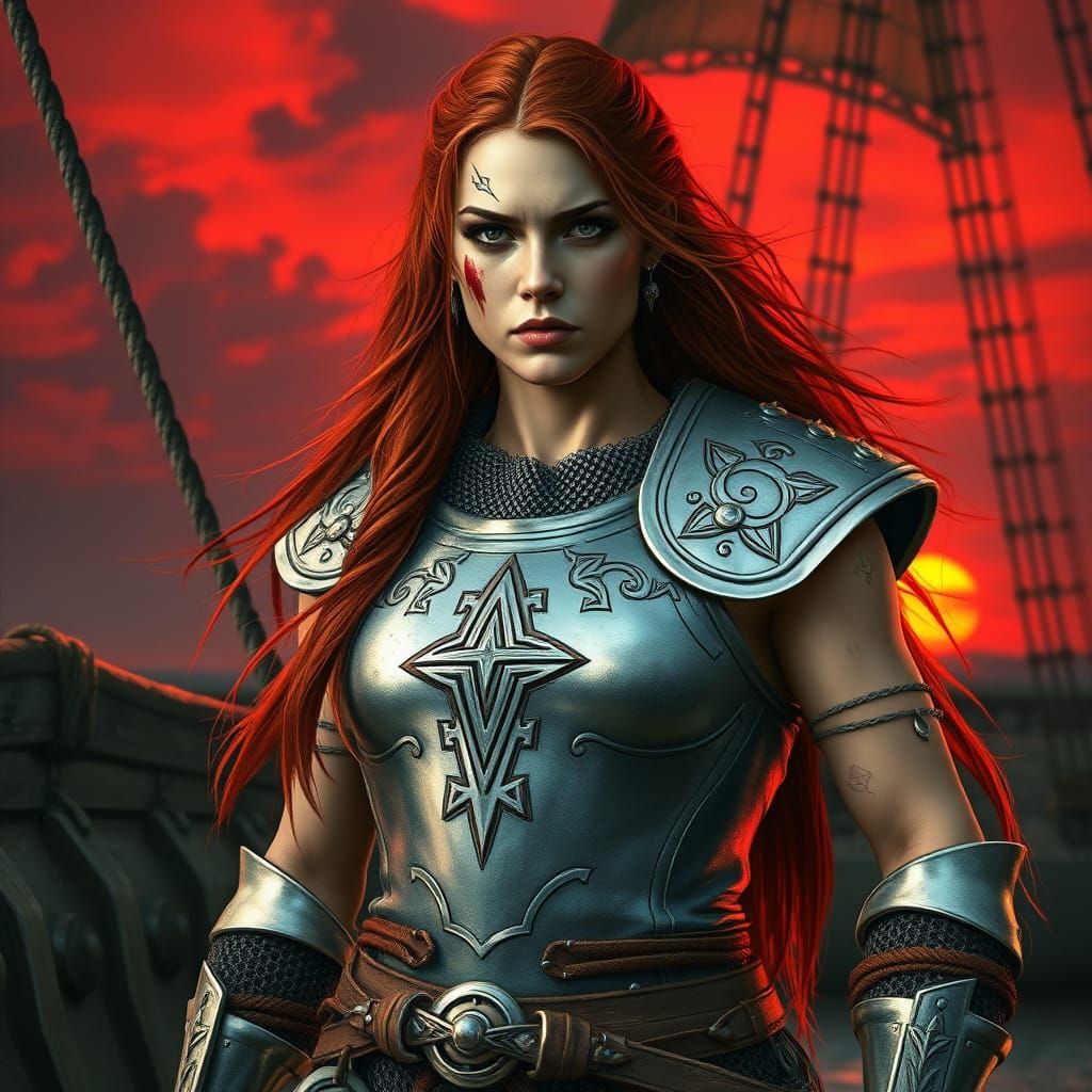 Majestic Viking Warrior in Silver Mesh Armor