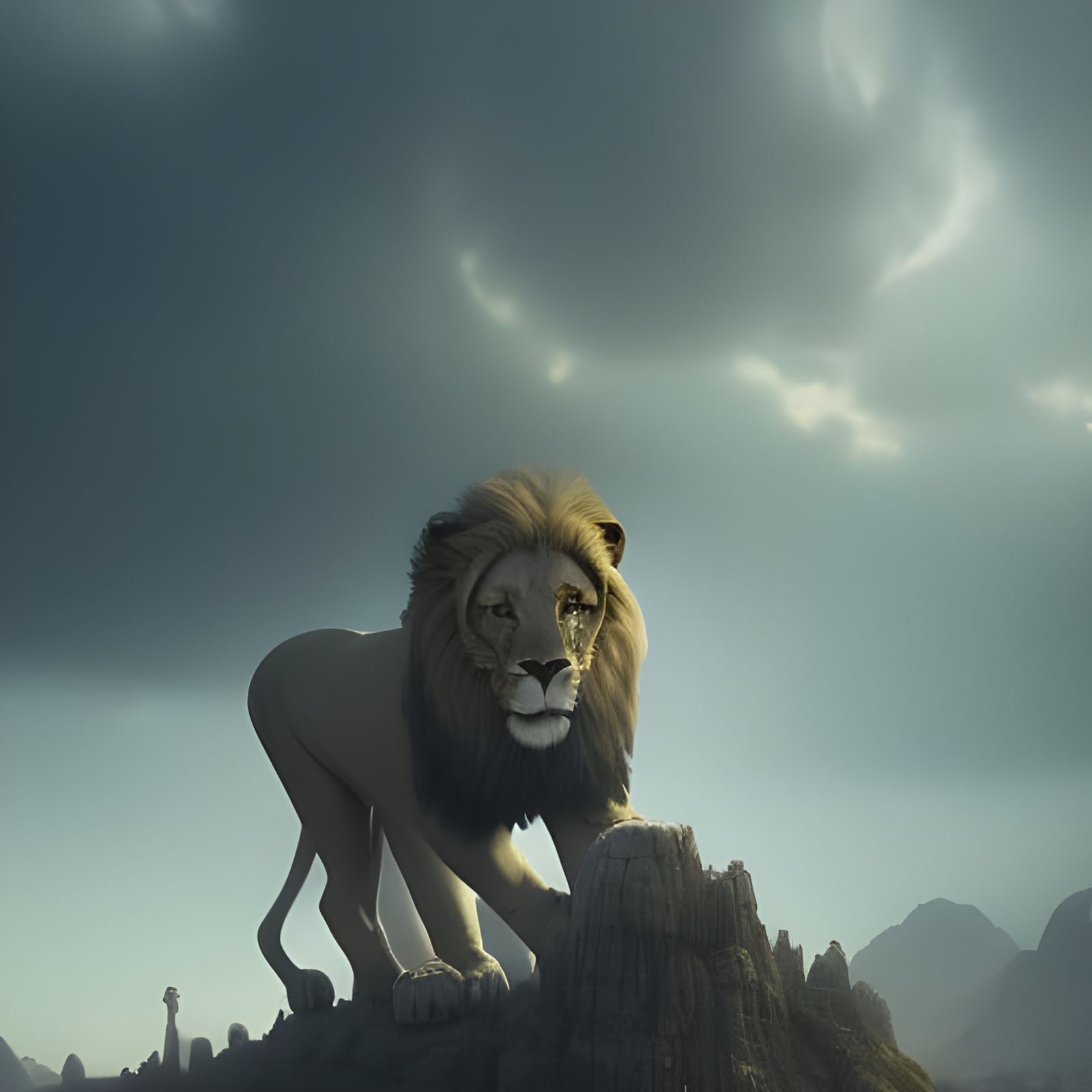 Detailed Lion Head Logo in Dark Fantasy Style