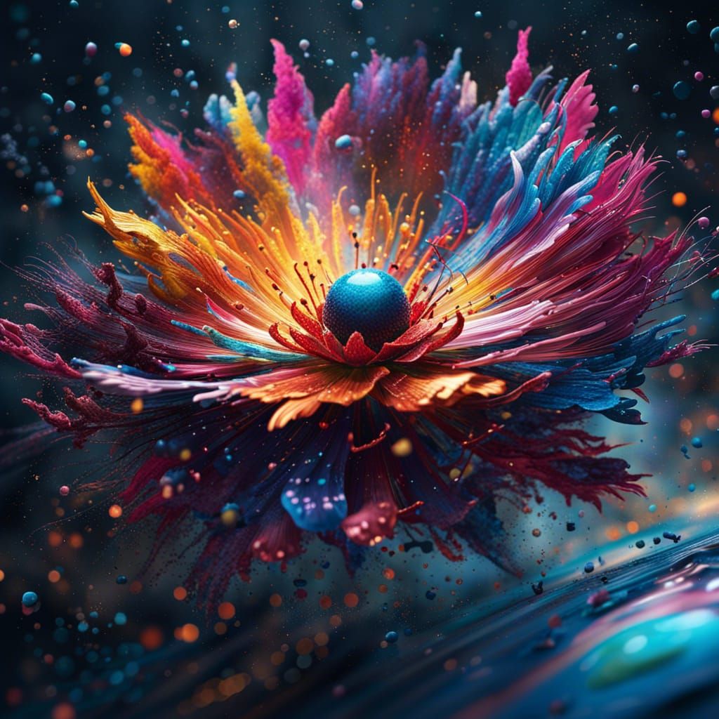 Cosmic Flower in Hyperrealistic Digital Art