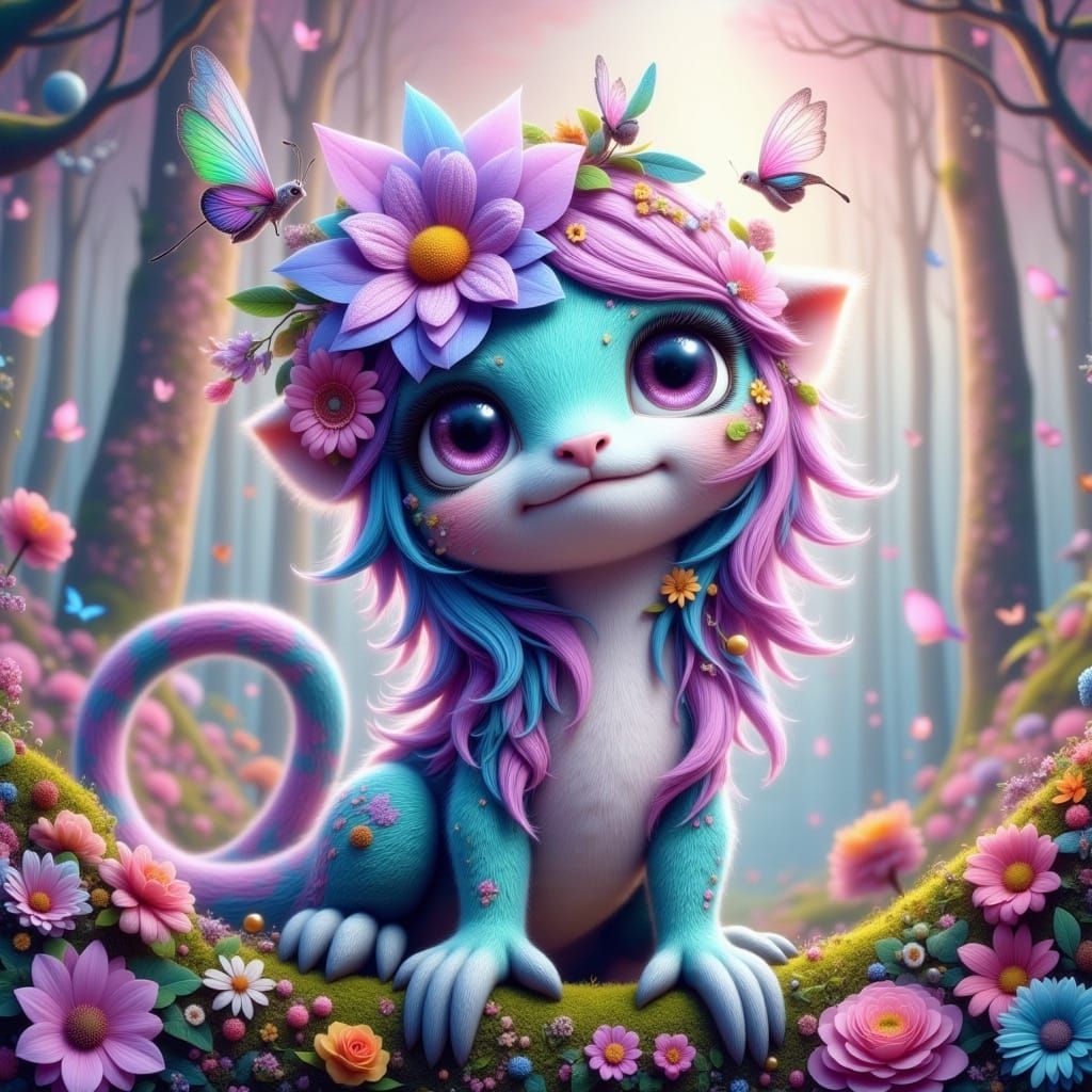 Surreal Whimsical Chameleon Enchants with Magical Realism