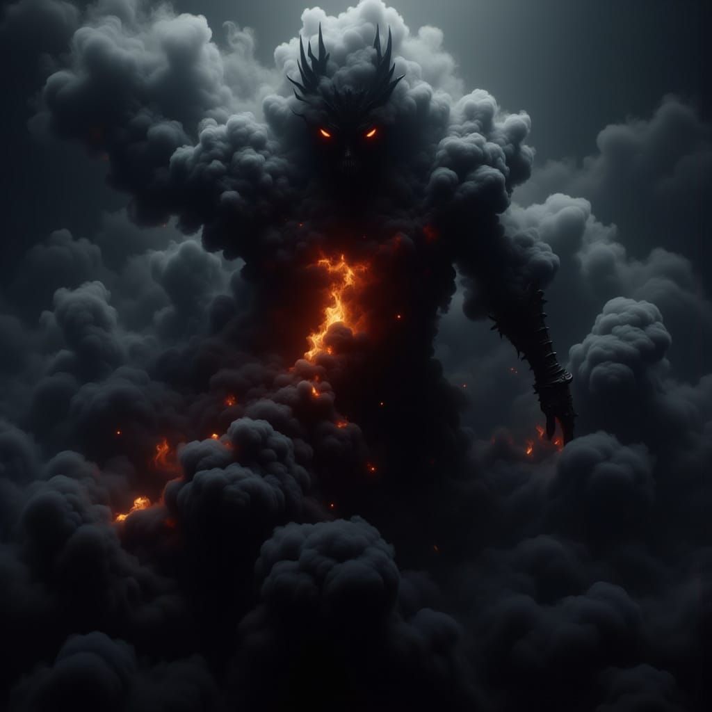 Ethereal Shadow God Emerges from Dark Smoke